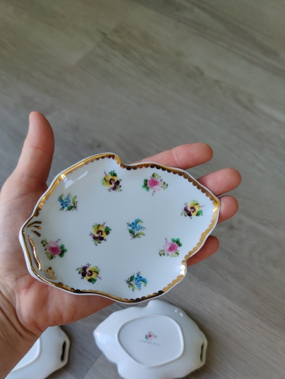 Lot Of 4 Vintage I.Godinger &Co Porcelain Leaves Shaped Dishes Y2K Cottagecore - Picture 4 of 6